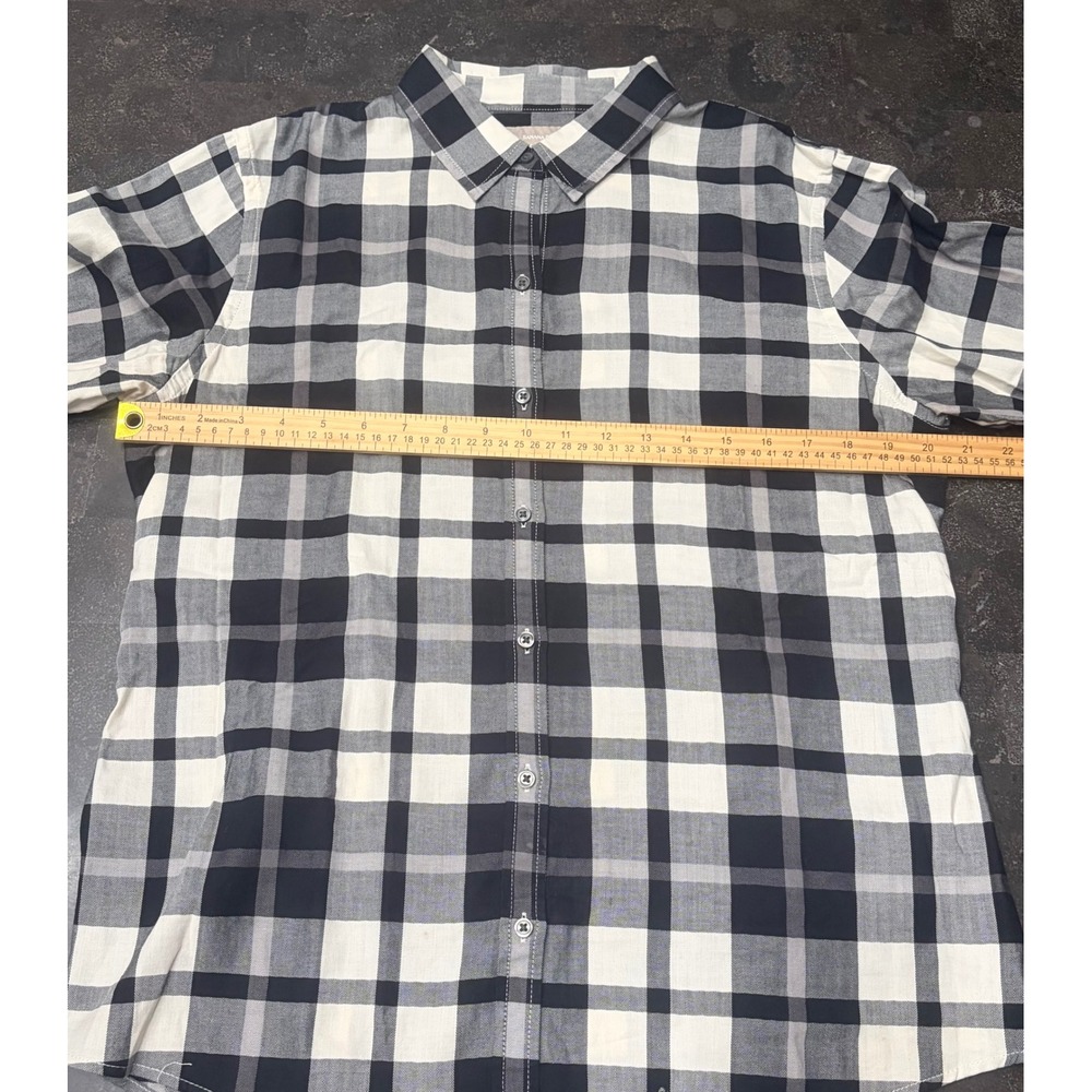 Banana Republic Soft-Wash Shirt Mens Large Black White Plaid Cotton Button Down - Picture 4 of 5